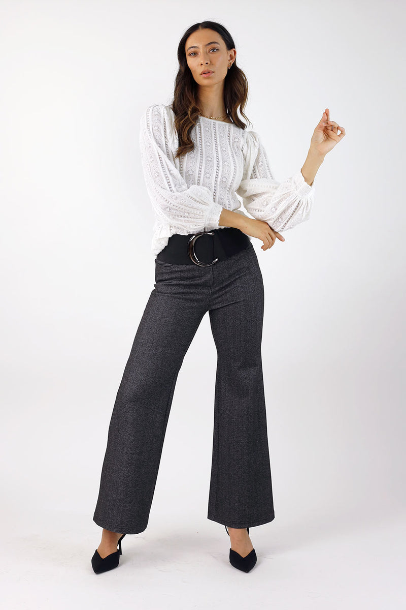 Herringbone Ponte Wide Flare - FINAL SALE
