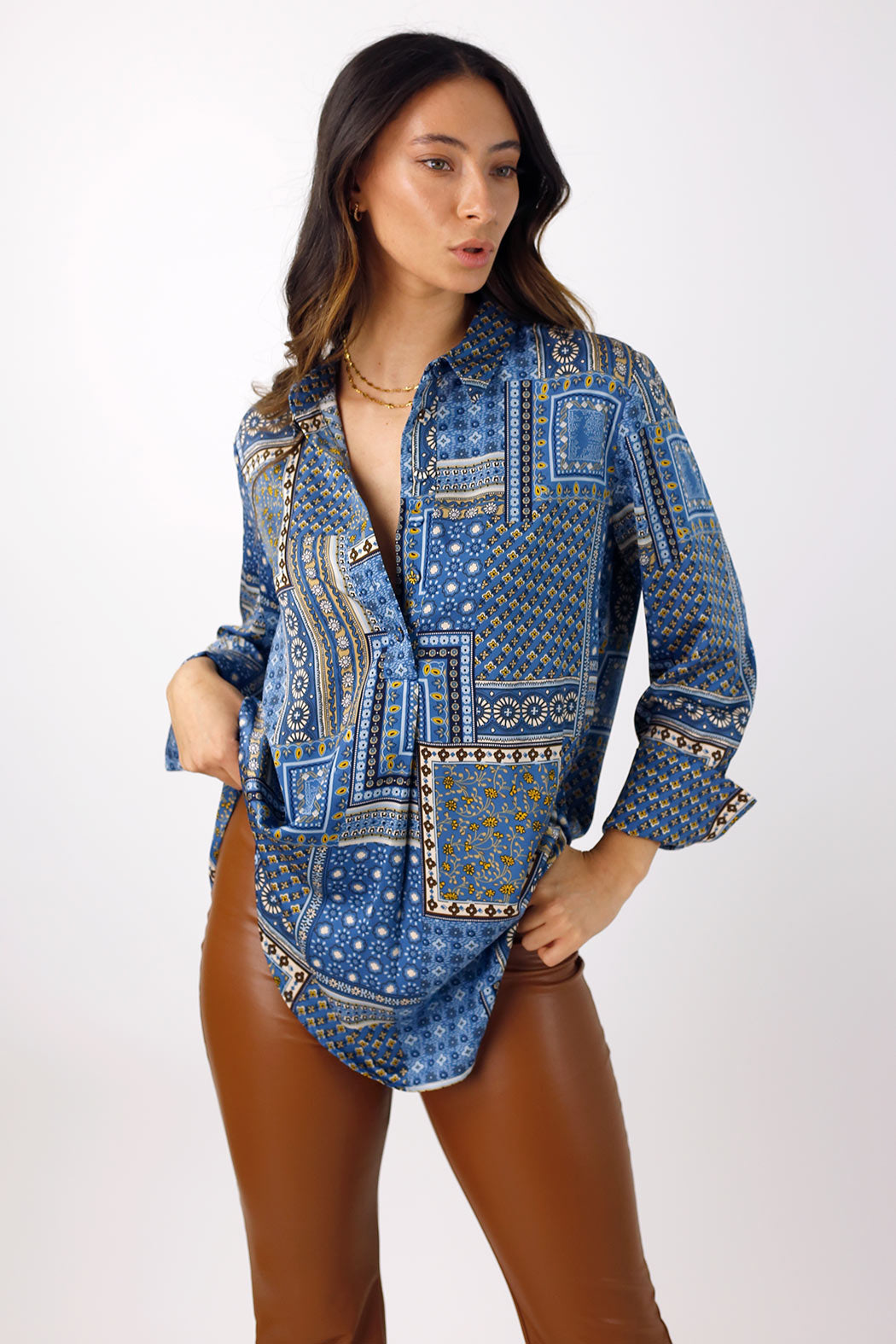 Patchwork Silky Darling Shirt - FINAL SALE