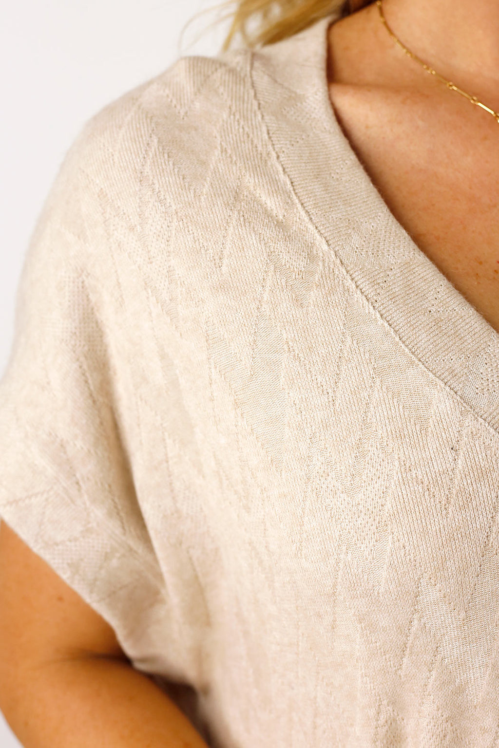 Oatmeal Cheveron Boyfriend Woolly Top - FINAL SALE