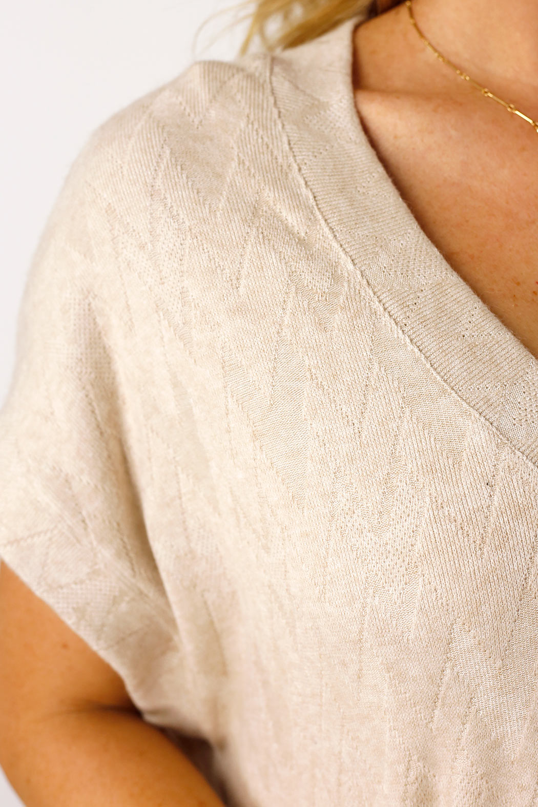 Oatmeal Cheveron Boyfriend Woolly Top - FINAL SALE