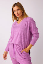 Fuschia Cable Woolly Vee Jumper FINAL- SALE