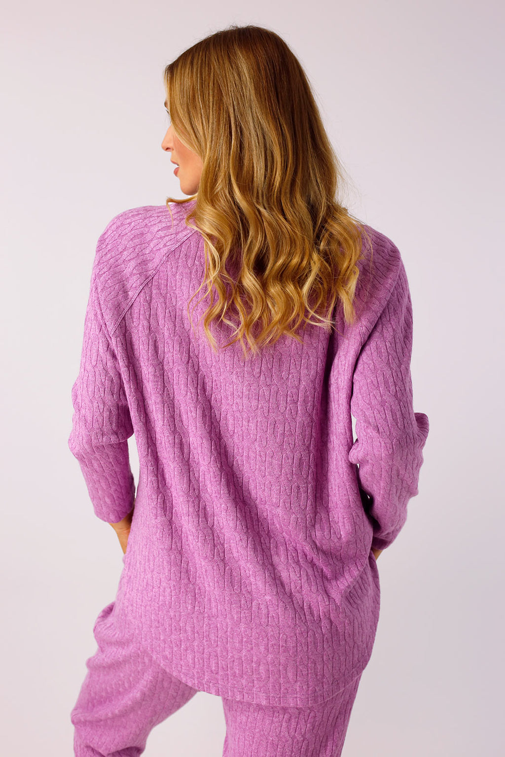 Fuschia Cable Woolly Vee Jumper FINAL- SALE