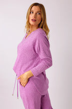 Fuschia Cable Woolly Vee Jumper FINAL- SALE