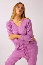 Fuschia Cable Woolly Vee Jumper FINAL- SALE