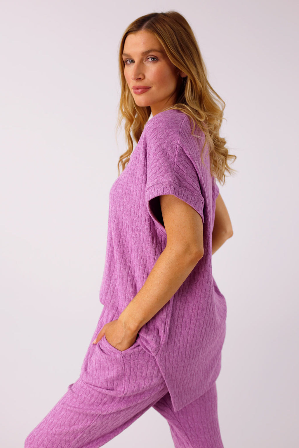 Fuschia Cable Boyfriend Woolly Top - FINAL SALE