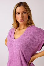 Fuschia Cable Boyfriend Woolly Top - FINAL SALE
