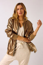 Bronze Vegan Leather Bomber Jacket - SALE