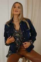 Dark Denim Crop Shacket - SALE