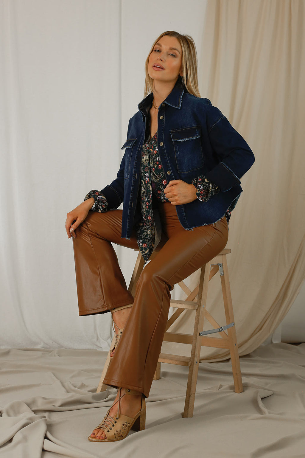 Dark Denim Crop Shacket - SALE