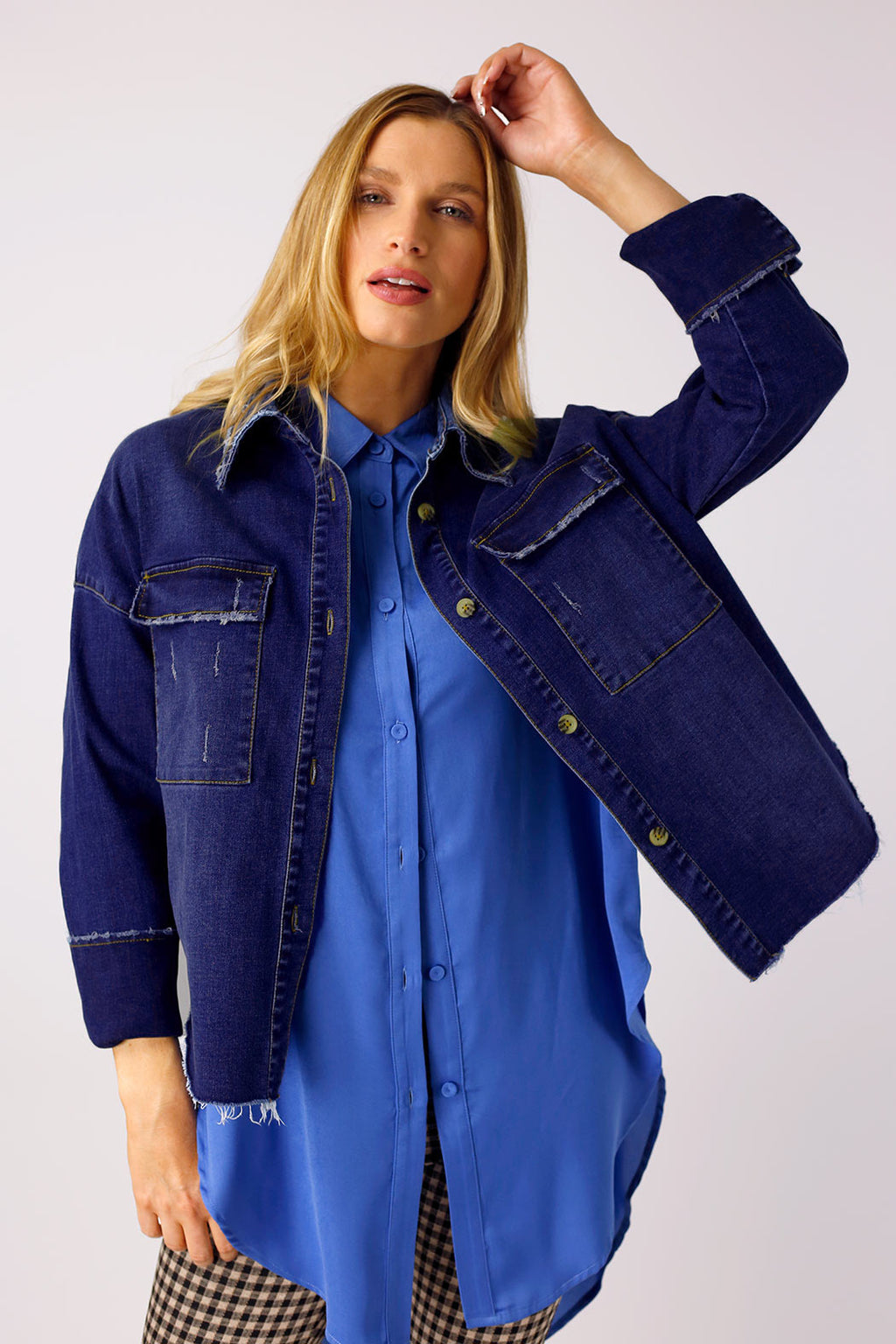 Dark Denim Crop Shacket - SALE