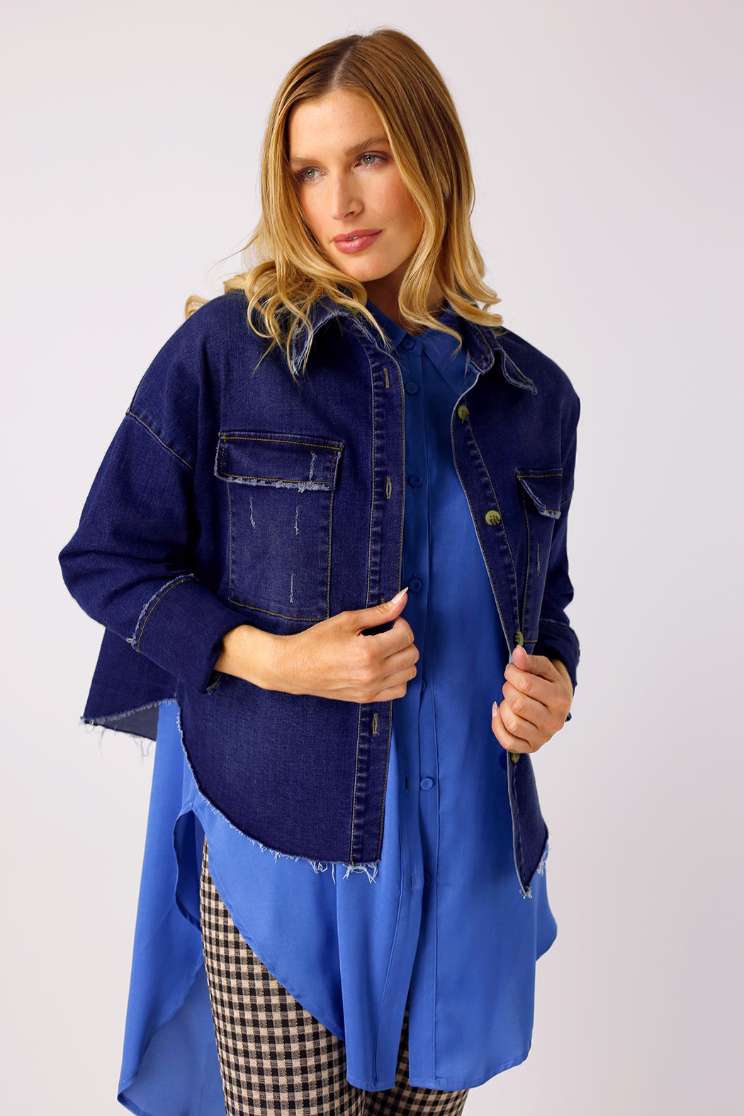 Dark Denim Crop Shacket - SALE