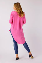 Pink Silky Boyfriend Maxi Shirt - SALE