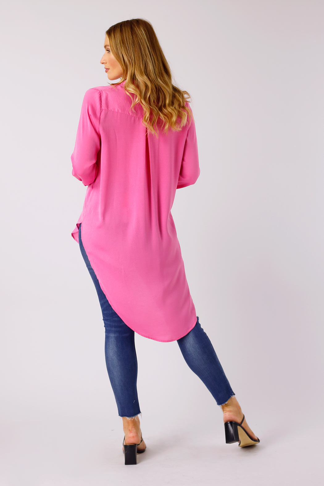 Pink Silky Boyfriend Maxi Shirt - SALE