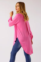 Pink Silky Boyfriend Maxi Shirt - SALE