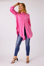 Pink Silky Boyfriend Maxi Shirt - SALE