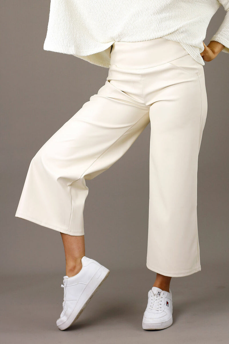 Ivory Faux Leather Culotte - FINAL SALE