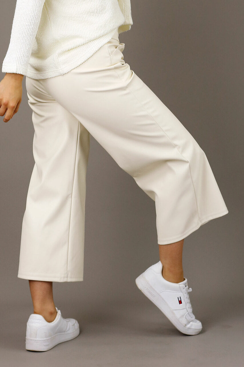 Ivory Faux Leather Culotte - FINAL SALE