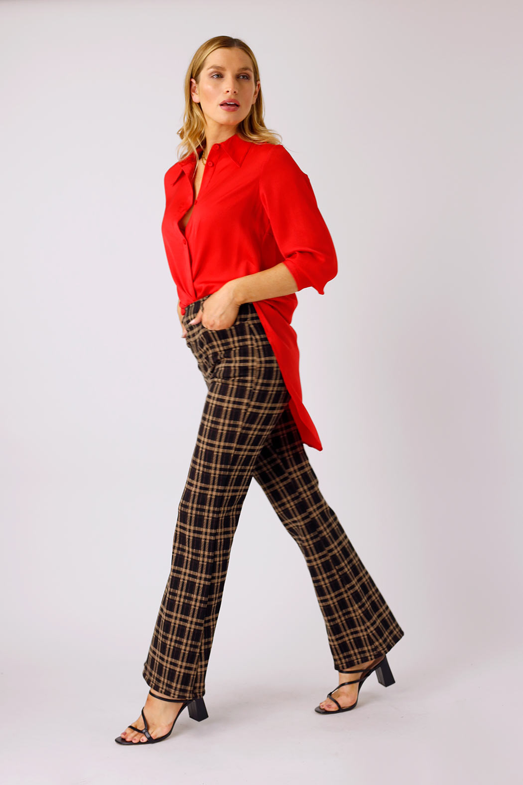 Red Silky Boyfriend Maxi Shirt - SALE