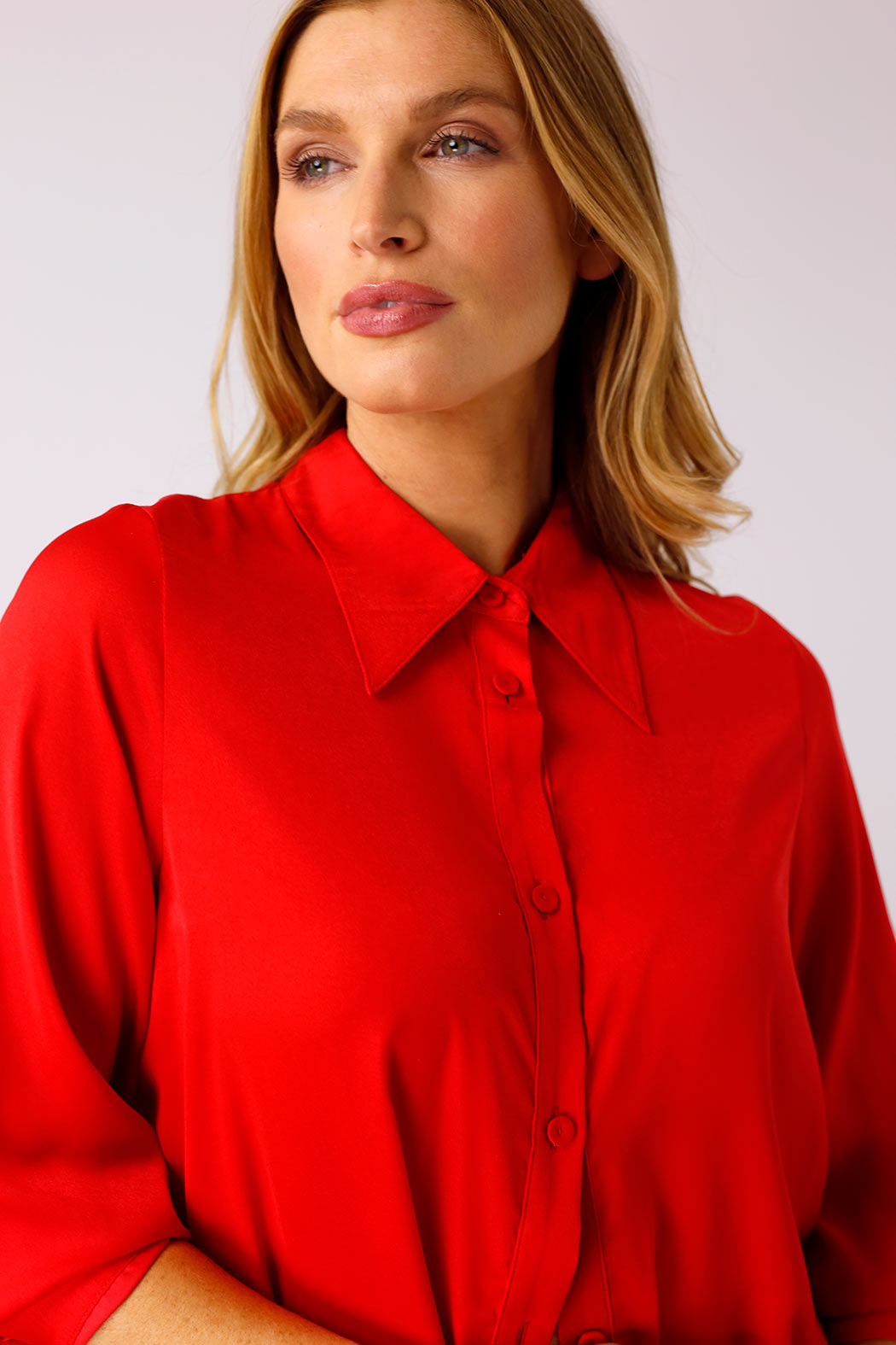 Red Silky Boyfriend Maxi Shirt - SALE