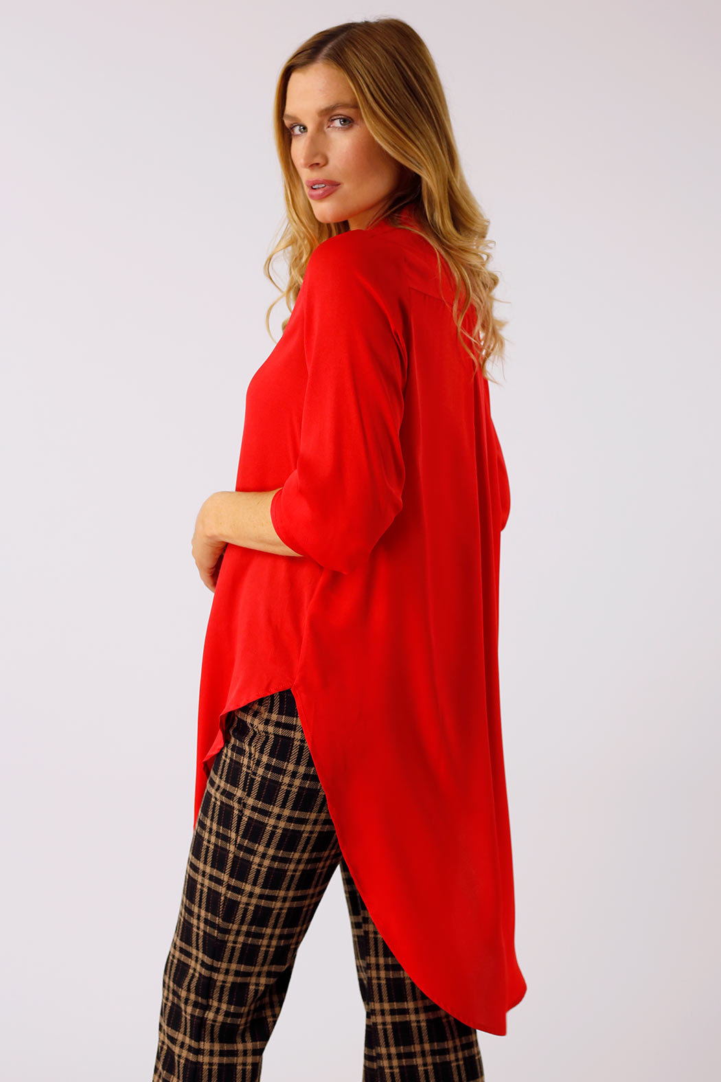 Red Silky Boyfriend Maxi Shirt - SALE
