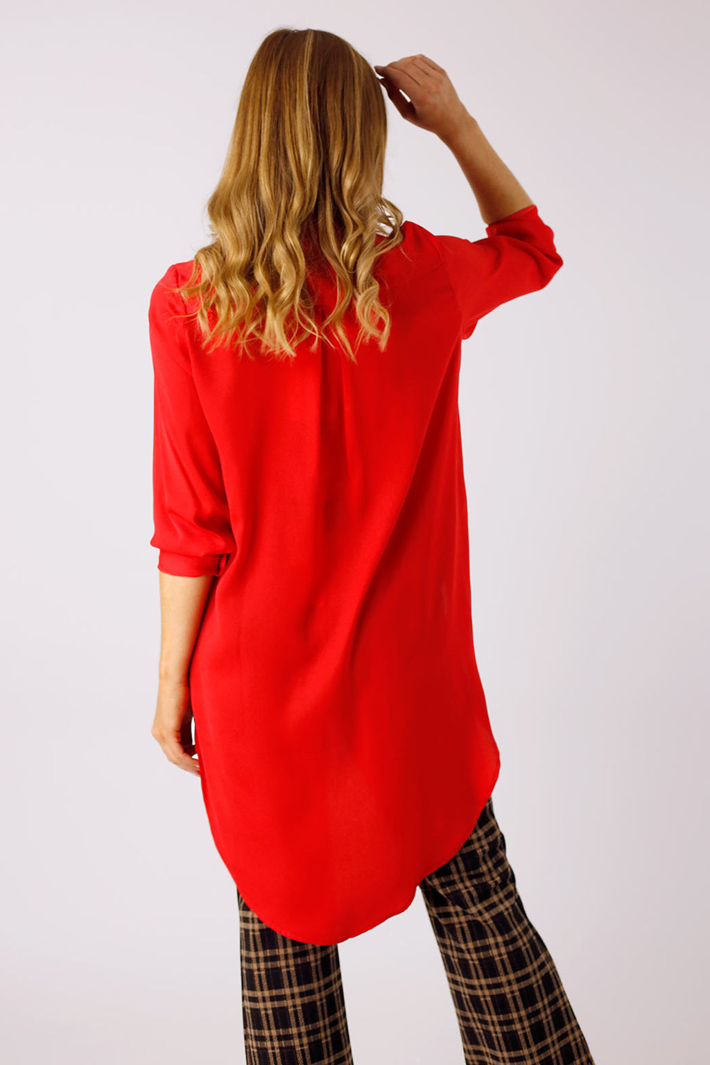 Red Silky Boyfriend Maxi Shirt - SALE