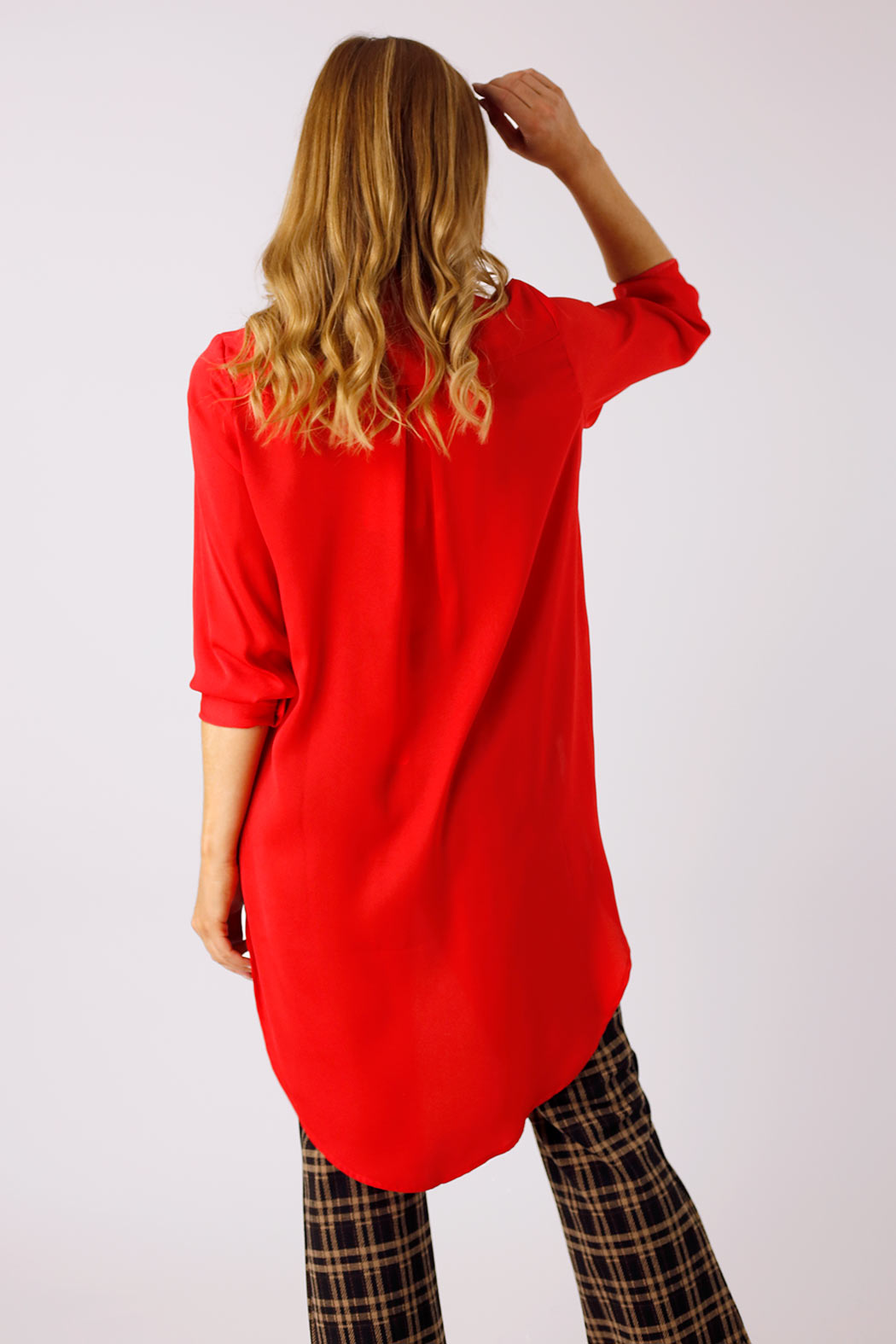 Red Silky Boyfriend Maxi Shirt - SALE