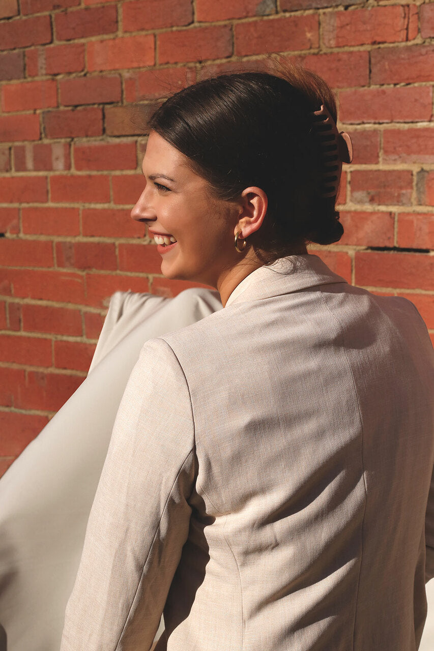 Taupe Sheen Long Line Blazer