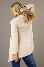 Taupe Sheen Long Line Blazer