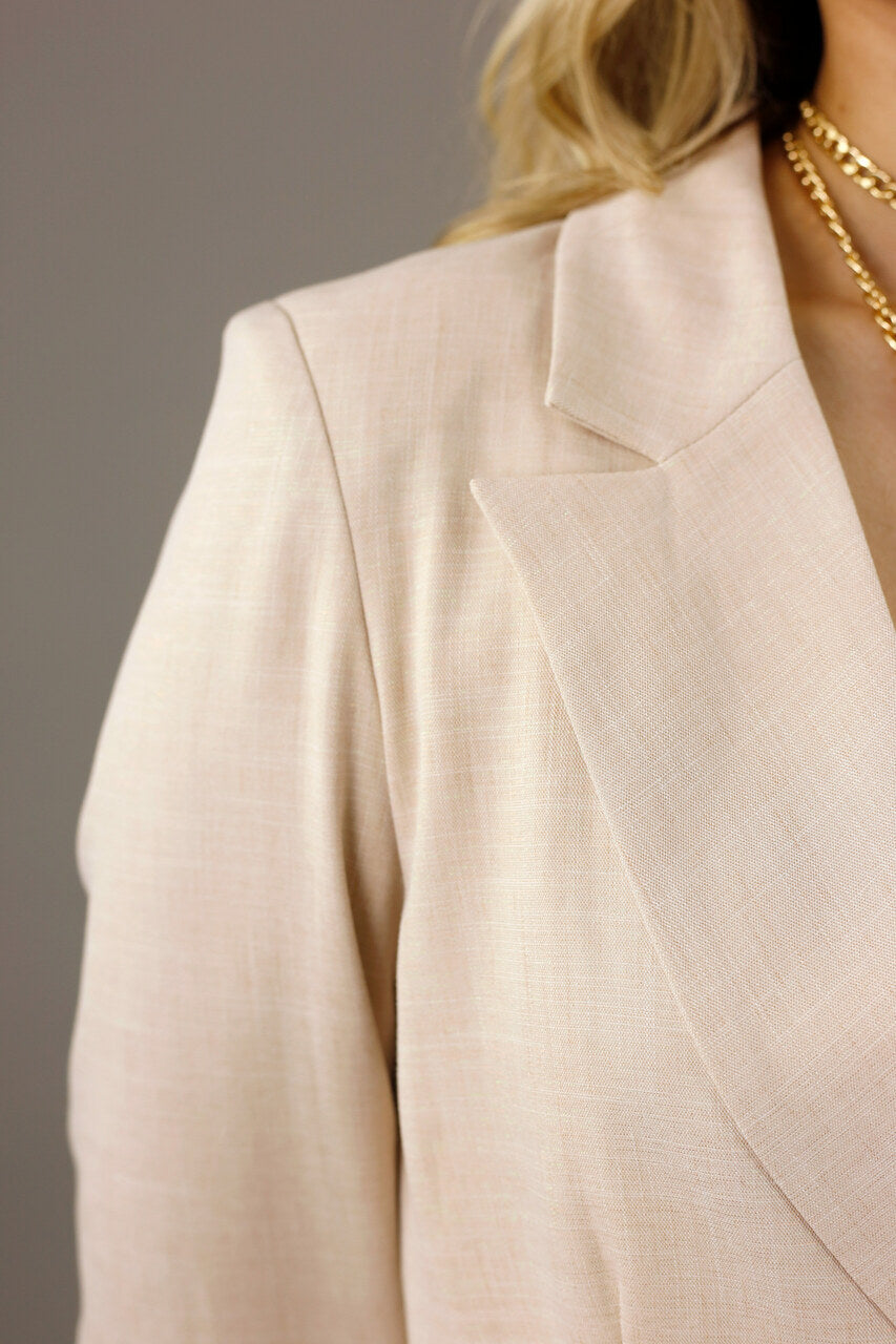 Taupe Sheen Long Line Blazer