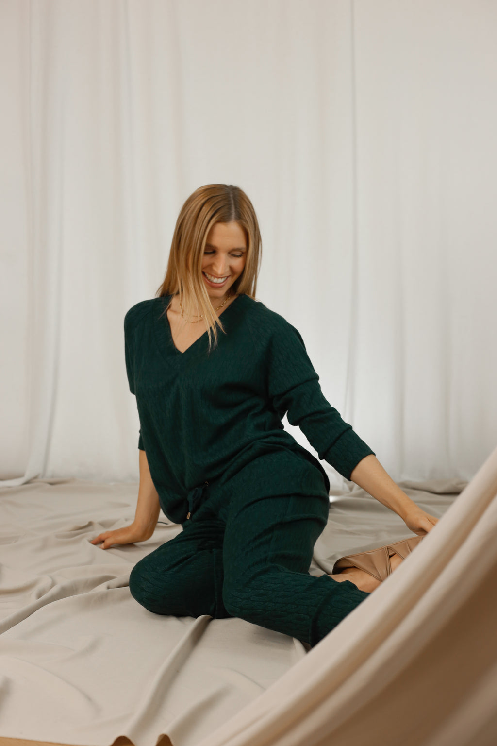 Teal Woolly Vee Jumper - FINAL