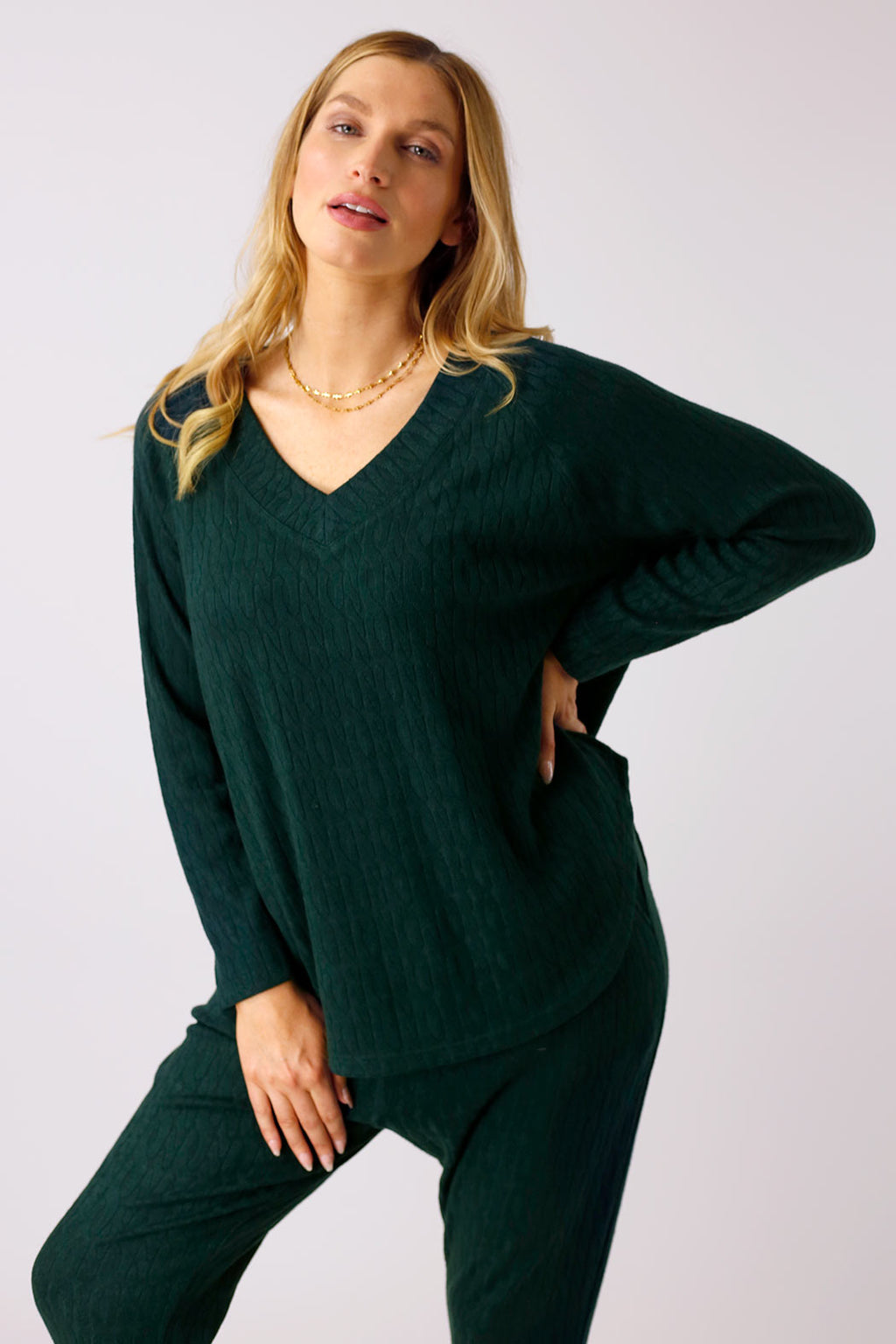 Teal Woolly Vee Jumper - FINAL