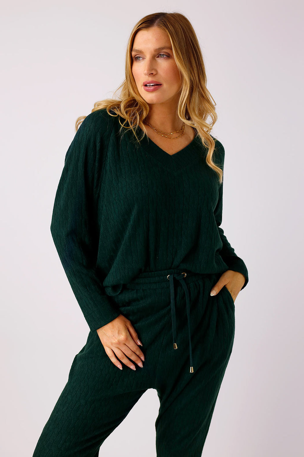 Teal Woolly Vee Jumper - FINAL