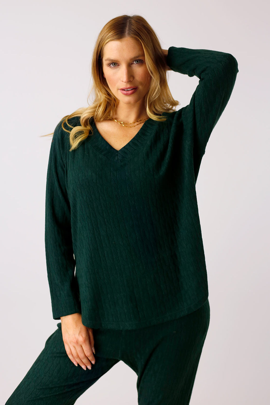 Teal Woolly Vee Jumper - FINAL