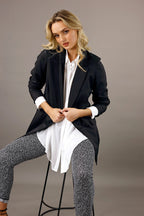 Black Sheen Long Line Blazer - SALE
