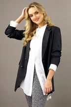 Black Sheen Long Line Blazer - SALE
