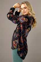 Black Bridle Silky Boyfriend Shirt - SALE