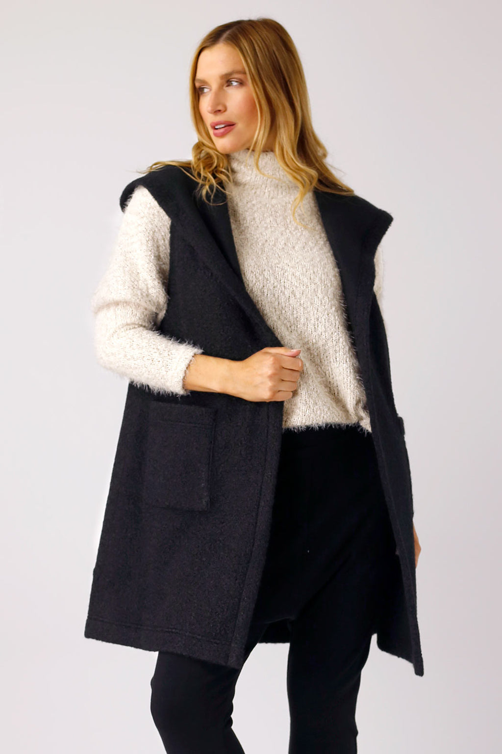 Black Soft Hooded Vest - FINAL SALE