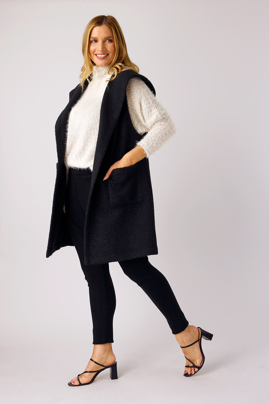 Black Soft Hooded Vest - FINAL SALE