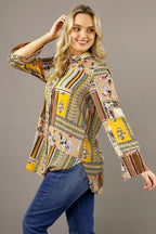 Beige Patchwork Nano Boyfriend Shirt - SALE