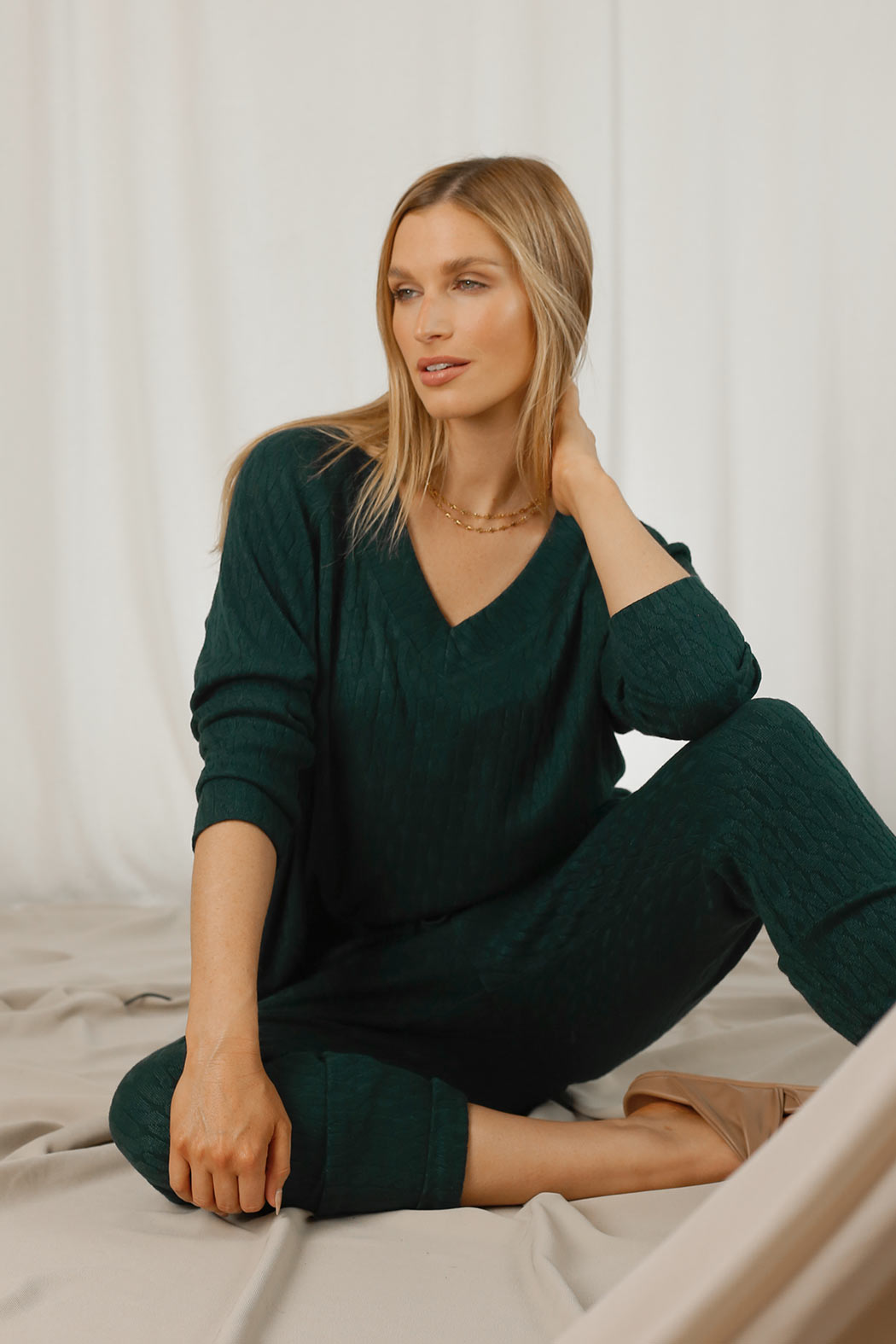 Teal Cable Woolly Lounge Pant - FINAL SALE