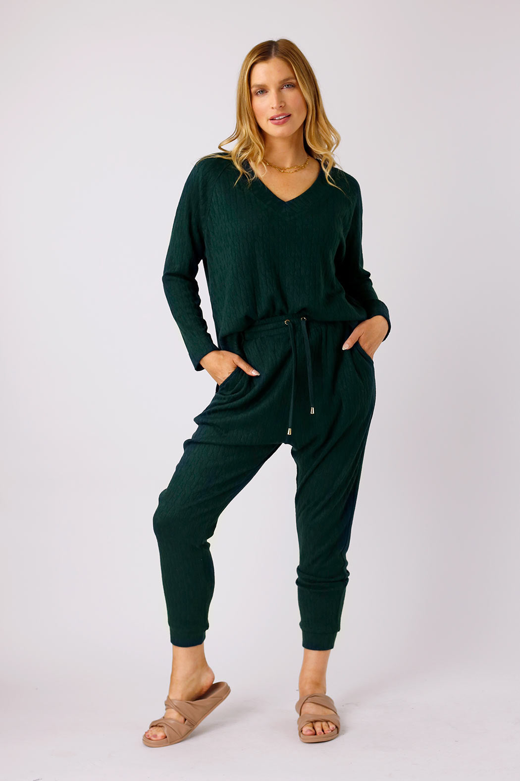 Teal Cable Woolly Lounge Pant - FINAL SALE