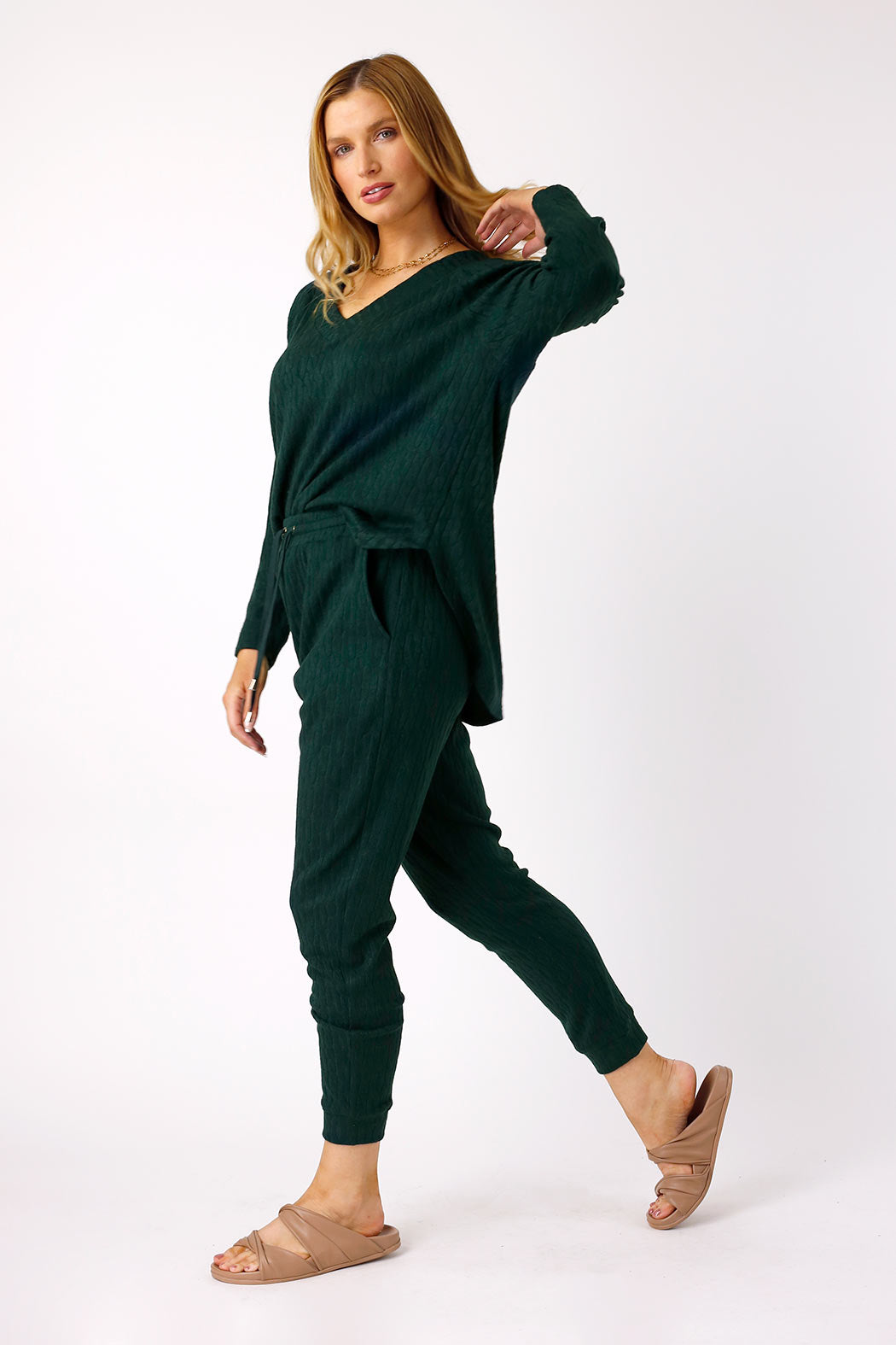 Teal Cable Woolly Lounge Pant - FINAL SALE