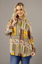 Beige Patchwork Nano Boyfriend Shirt - SALE