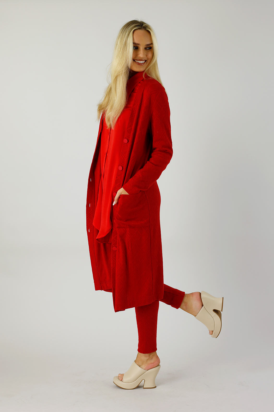 Red Luxury Sleek Cardi - FINAL SALE