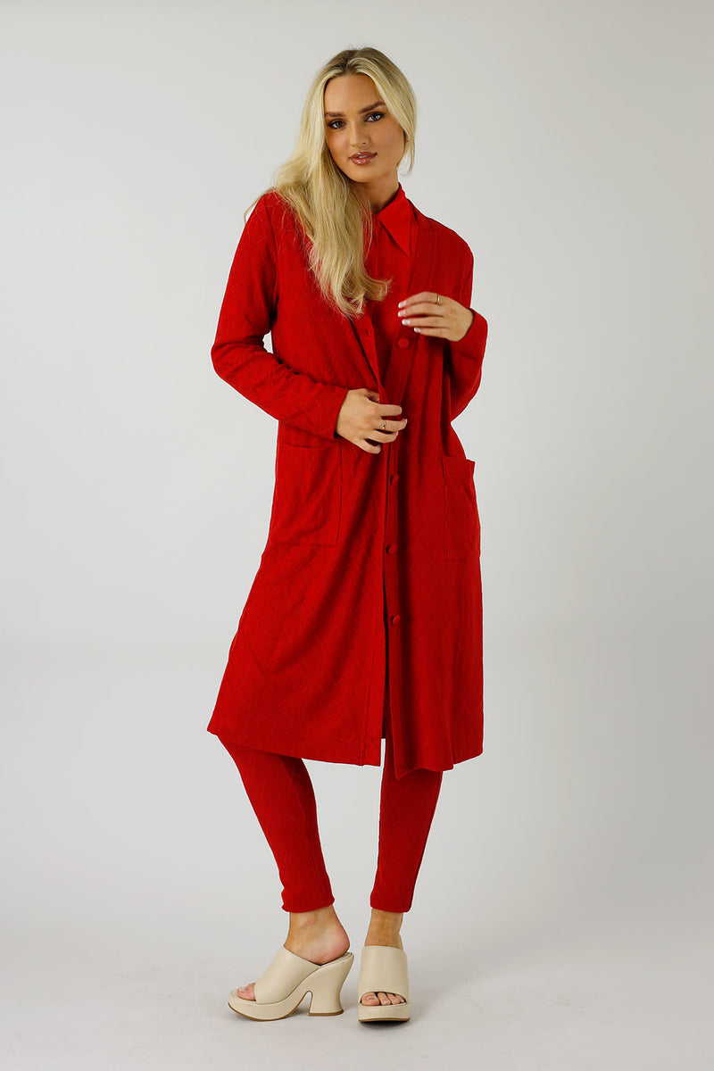 Red Luxury Sleek Cardi - FINAL SALE