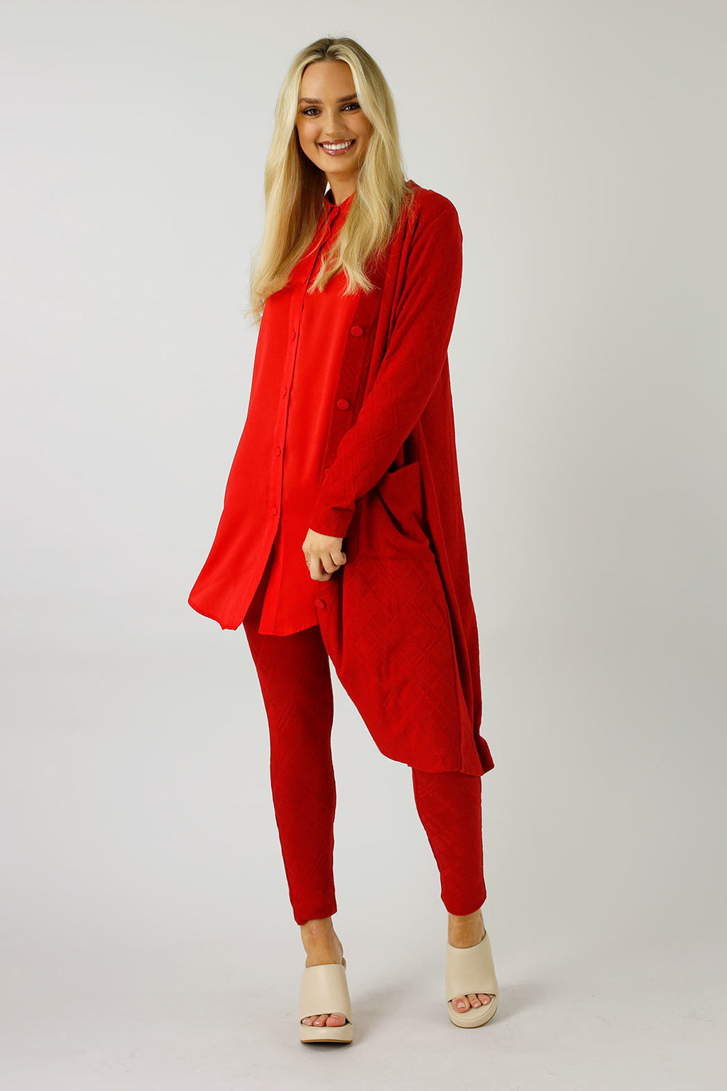 Red Luxury Sleek Cardi - FINAL SALE