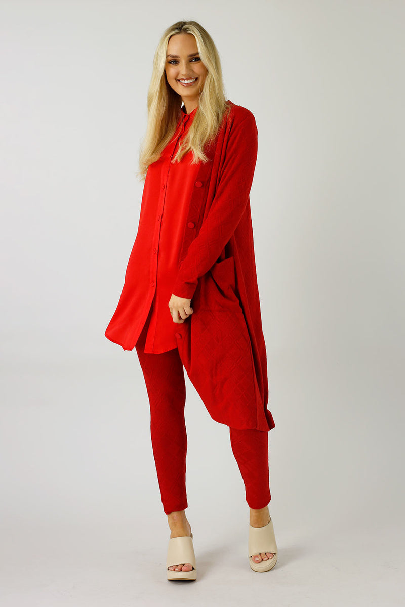 Red Luxury Sleek Cardi - FINAL SALE