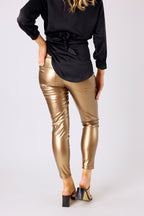 Bronze Vegan Leather Slim Jean - FINAL SALE