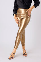 Bronze Vegan Leather Slim Jean - FINAL SALE
