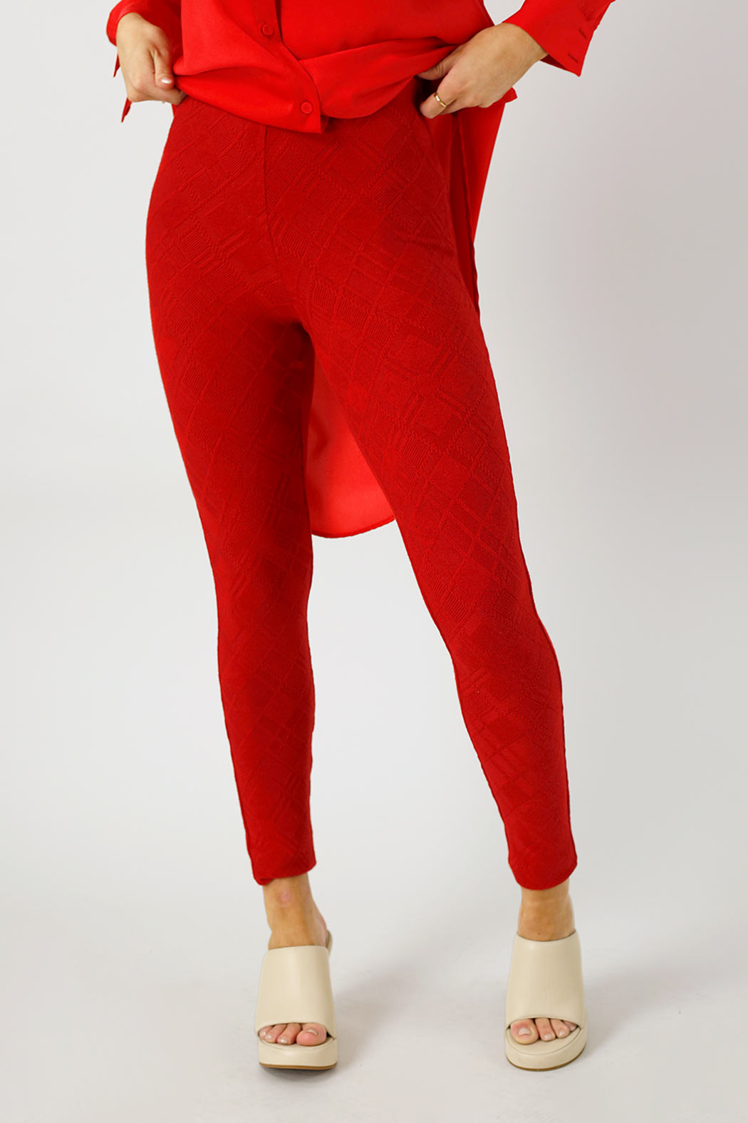 Red Woolly Leggings - FINAL SALE